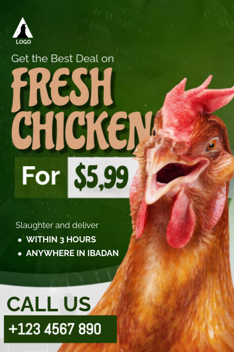 Chicken Window Poster Fresh chicken Template | PosterMyWall
