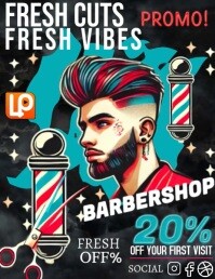 Fresh Cut Fresh Vibes Promp Barbershop Рекламная листовка (US Letter) template