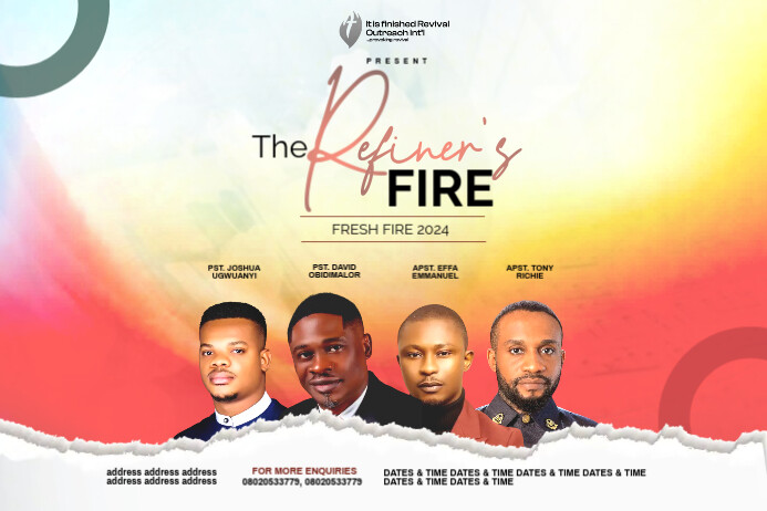 Fresh Fire Service FRESH FIRE CHURCH CONFERENCE SERVICE FLYER Template | PosterMyWall