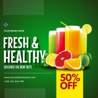 fresh fruit juice food menu restaurant flyer Carré (1:1) template