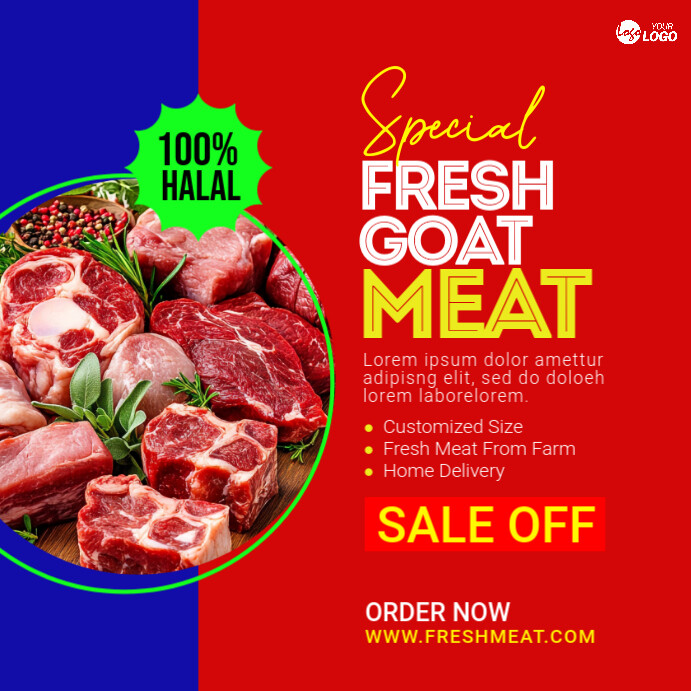Fresh Goat Meat Offer Template Instagram-opslag