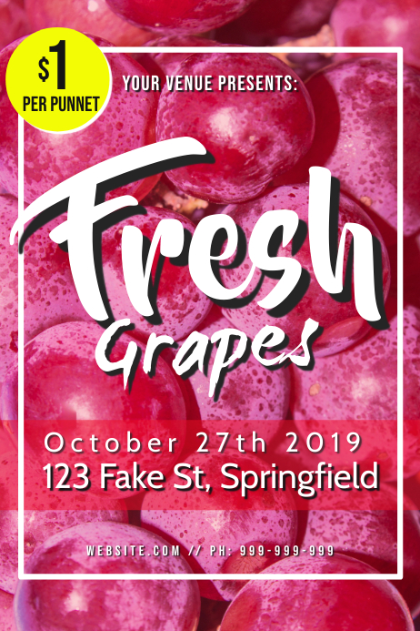 Grape Poster Fresh Grapes Poster Template | PosterMyWall