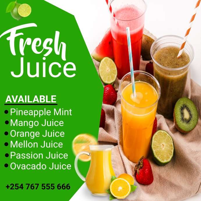 Fresh Juice Menu Template PosterMyWall