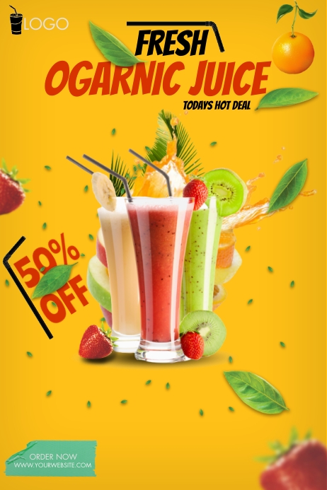 FRESH ORGANIC JUICE POSTER INSTAGRAM AD Affiche template