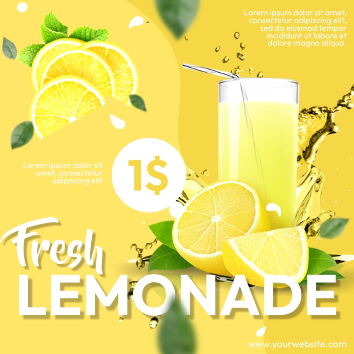 Lemonade Design Ad Plantilla de Fresh Lemonade Ads | PosterMyWall