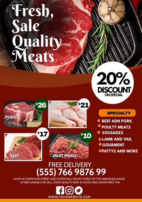 Flyers Sample Meat Fresh meat flyer Template | PosterMyWall