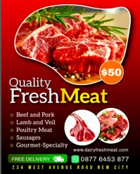 Fresh meat frozen beef stake sale butcher store advertisement online poster flyer template Instagram Portrait