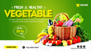 Fresh organic vegetable flyer Vidéo de couverture Facebook (16:9) template