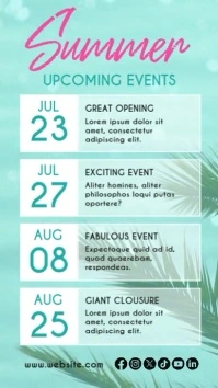 Fresh Palm tree Summer Upcoming Events Instagram Story Template