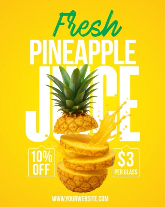 Fresh Pineapple Juice Instagram Portrait template