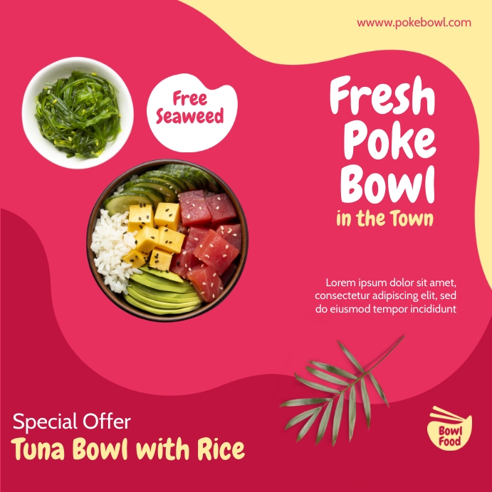 Fresh Poke Bowl Flyer Instagram Plasing template