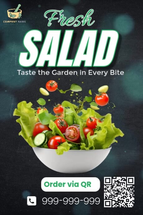 Healthy Salad Flyer Template – Fresh Food Order Promo (Social + Print) Poster