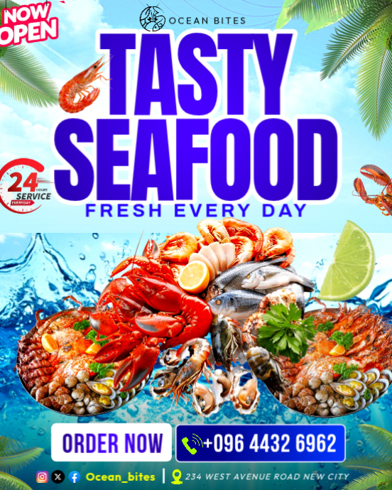 Seafood Restaurant Promotion Template | PosterMyWall