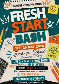 White Back to School Party A4 Template