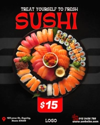 Fresh Sushi Promo Flyer – Editable Japanese Food Restaurant Template ($15 Special Offer) Instagram Portrait