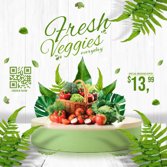 Fresh Veggies Ads Quadrado (1:1) template
