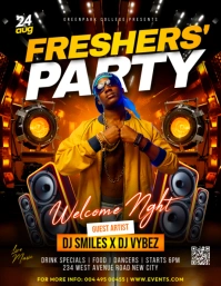 Freshers welcome college university night party social media promotion event poster flyer template Pamflet (Letter AS)
