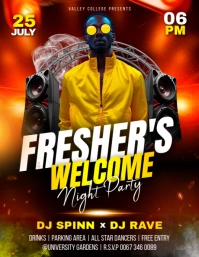 Freshers welcome college university night party event social media promotion flyer template design ใบปลิว (US Letter)