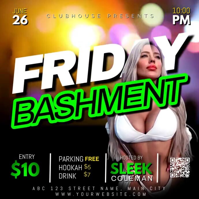 FRIDAY BASHMENT NIGHT PARTY FLYER POSTER template