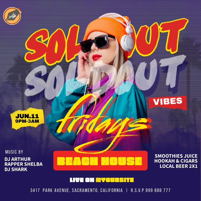 Friday Beach House Party Instagram Plasing template