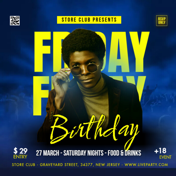 Friday Birthday Ads Instagram Post template