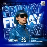 friday blue neon club party event design template Квадрат (1 : 1)