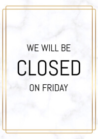สีขาว Closure Announcement A4 Template