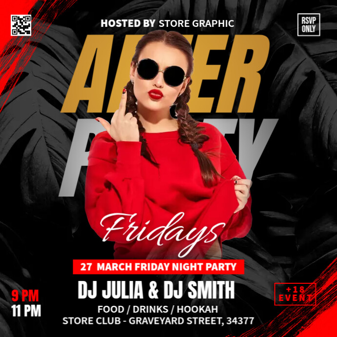Friday Club Party Instagram Post template