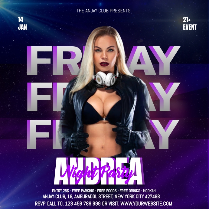 Friday Club Party DJ Publicação no Instagram template