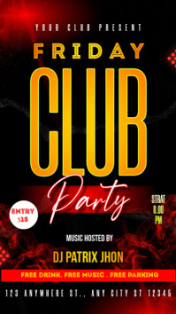 Friday club party poster เรื่องราวบน Instagram template