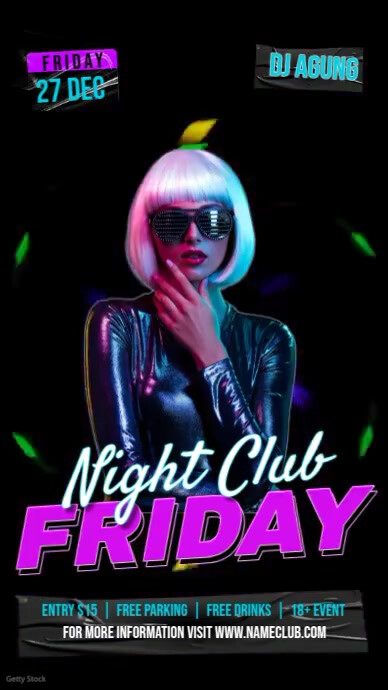 Friday Club Party Video Instagram Story template