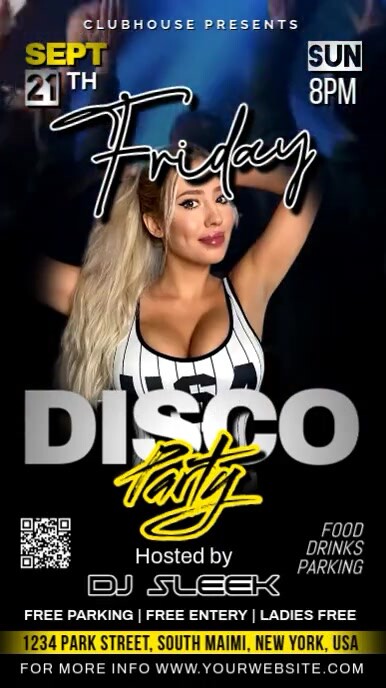 FRIDAY DISCO PARTY FLYER TEMPLATE История на Instagram
