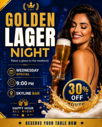 สีม่วง Golden Lager Night Instagram Portrait Template