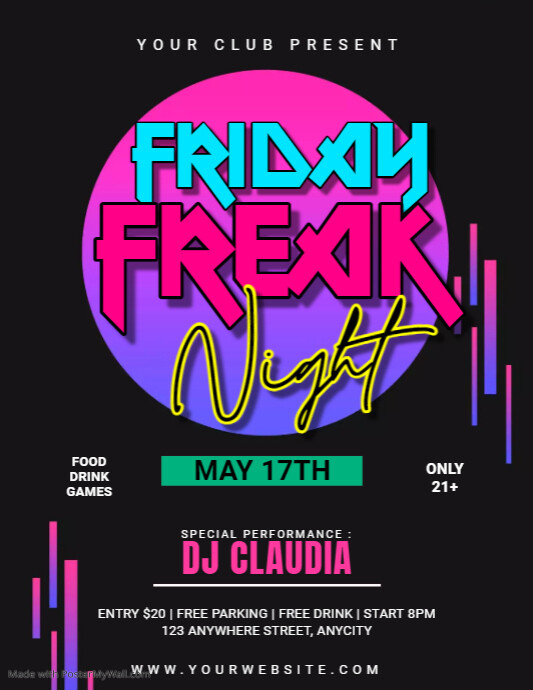 Plantilla de Friday Freak Night Party | PosterMyWall