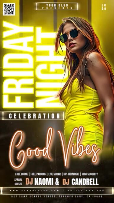 Friday Good Vibes Party Event Ad Design Template Instagram Story