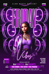 Friday Good Vibes Party Flyer Poster template