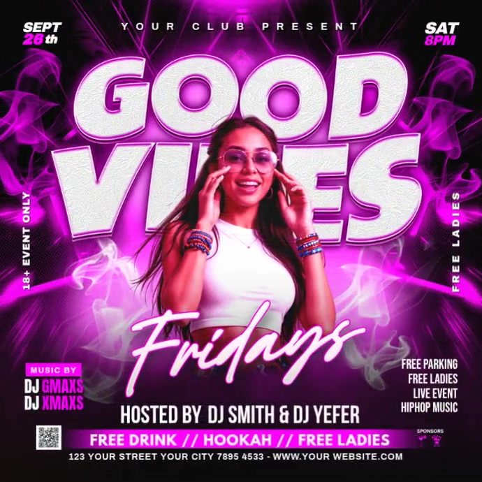 Friday Good Vibes Party Flyer Template | PosterMyWall