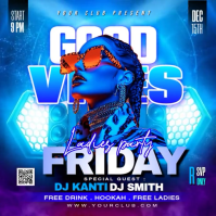 Friday Good Vibes Party Flyer Vierkant (1:1) template