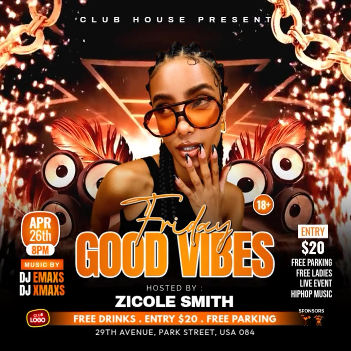 Friday Good Vibes Party Instagram Post Video Template | PosterMyWall