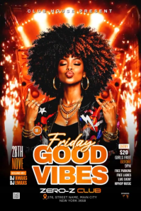 Friday Good Vibes Party Poster Video Póster template