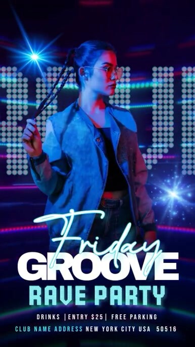 Friday Groove Rave Party Template | PosterMyWall