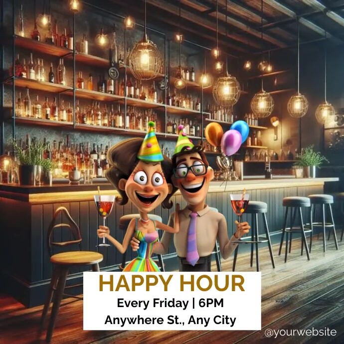 Friday Happy Hour สี่เหลี่ยมจัตุรัส (1:1) template