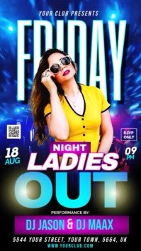 Friday Ladies Night Party Video Flyer Instagram Story Instagram-verhaal template