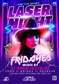Friday Laser Night Party Flyer A3 template