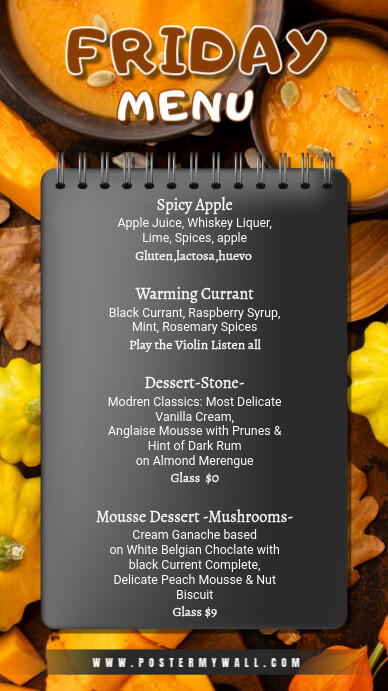 Friday Menu Pic Copy of Friday Menu | PosterMyWall