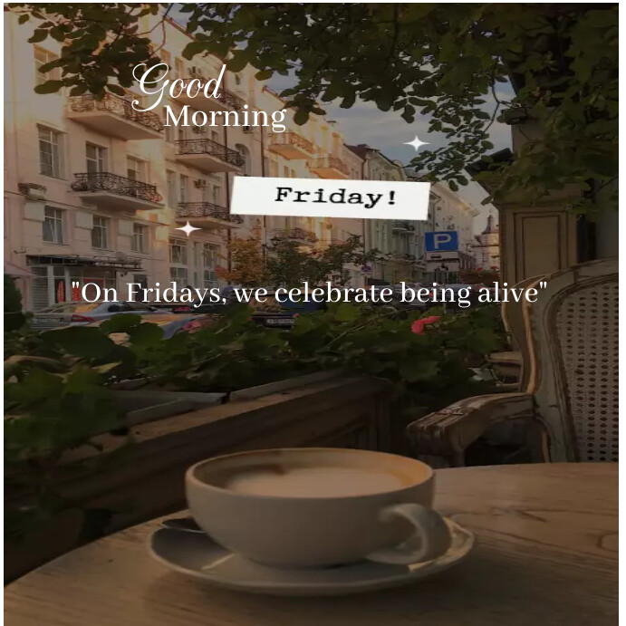 Friday morning online Tamplate greeting card Post Instagram template