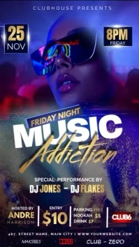 FRIDAY MUSIC ADDICTION NIGHT PARTY FLYER Instagram Story template