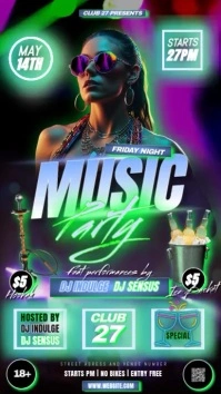 FRIDAY MUSIC NIGHT PARTY FLYER Instagram Story template