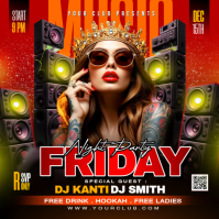 Friday Music Party Flyer Kwadrat (1:1) template