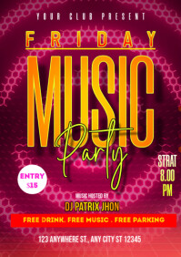 Friday music party poster A4 template